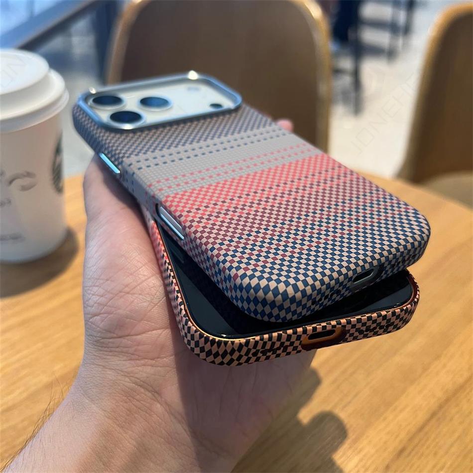 Slim Hard Pc Alloy Lens Magnetic Case For For Iphone 13 14 16 17 Pro Max 1 16 Plus Carbon Fiber Pattern Cover For