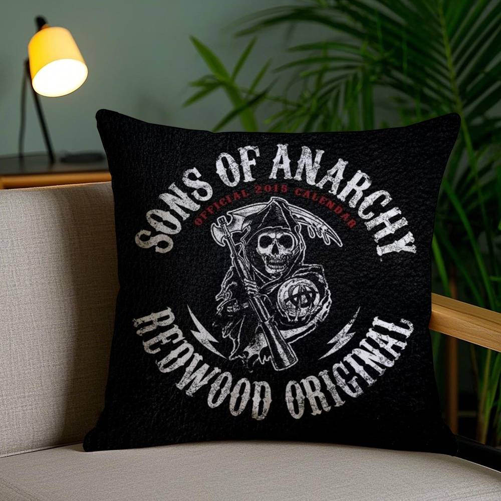 S-Sons of A-Anarchy Pillow Case Home Dorm Chair Back Short Plush Double-sided Printing Office Nap Time Cushion Cover