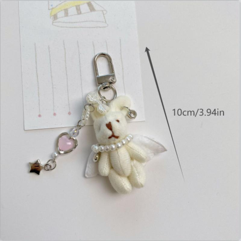 Sweet Punk Angel Rabbit Plush Keychain Pendant Phone Chain Backpack Charm Trendy Women Bag Hanging Couple Accessory Gift