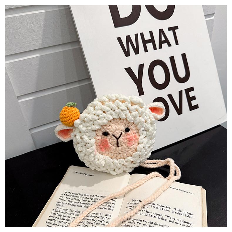 Wool Yarn Cartoon Small Shoulder Bag With Inner Pocket For Daily Outings