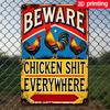 Printing an Antique Beware of Chicken Manure Everywhere Iron Sign Rustic Metal Plate for Outdoor Patio Backyard Door