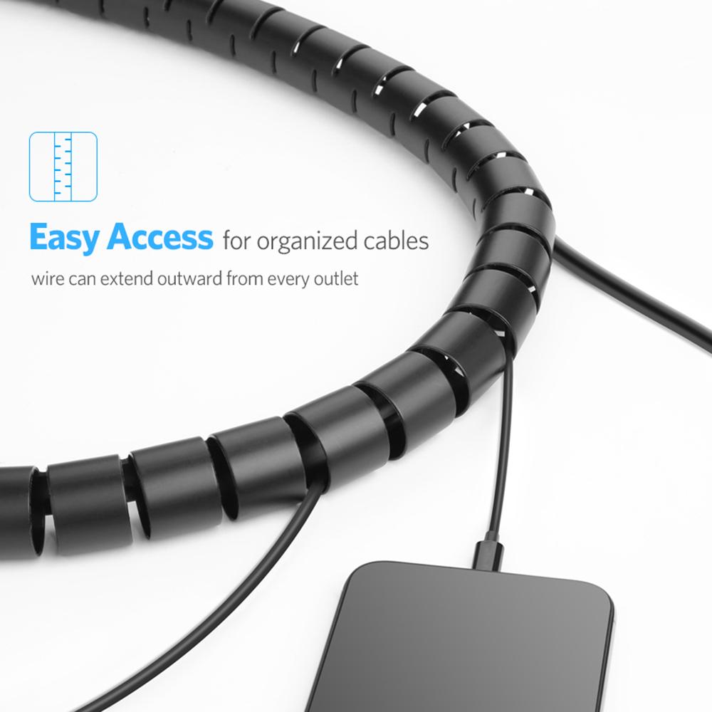 Desktop Spiral Wire Wrap Cable Winder Cord Protector Storage Pipe Management Cable Organizer