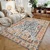 Moderner Teppich mit Leopardenmuster-Mix und Bordüre im Bohème-Stil, farbenfrohes Blumendesign, rutschfest, großer Flächenteppich für gemütliche Inneneinrichtung