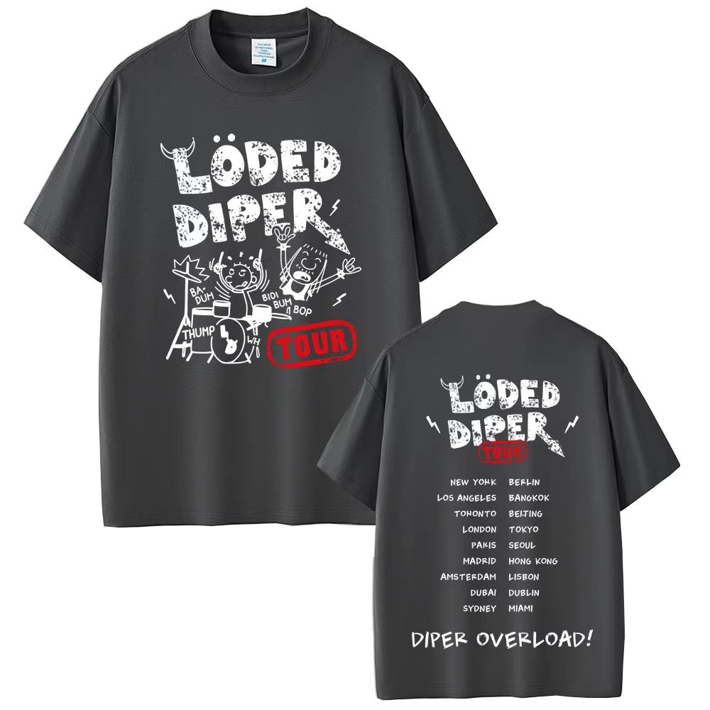 Loded Diper Diper Overload Tour Tshirt Unisex Women Vintage Rock Short Sleeve Tshirts Unisexs Casual Pure Cotton Summer T Shirts
