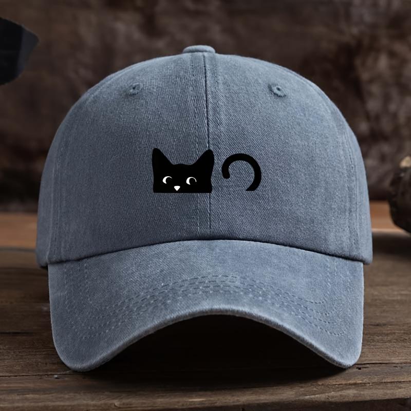 Unisex Baseballkappe mit schwarzem Katzenprint, modische Entenschnabelkappe, täglich lässig, Outdoor-Sport
