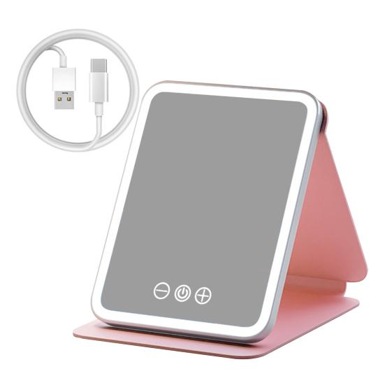 LED Lighted Makeup Mirror 3 Colors Modes Adjustable 2-In-1 Folding Cosmetic Mirror USB Rechargeable Portable Travel Vanity Mirror