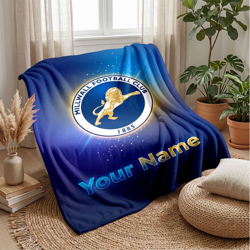 Millwall Texte Nom Personnalisé Couverture Flanelle Logo Football Couverture Polaire Personnalisée Cadeau Spécial Pour Canapé Chambre Maison