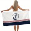 Nautical Anchor Beach Towel, Welcome Aboard Art Quick-Dry Sand-Free Microfiber Bath Towel for Pool, Camping and Summer Holiday