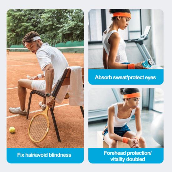 Sweatband Set Sports Headband Wristband Set Terry Cloth Tennis Gymnastics Wristband Athletic Sweat Headband for Men Women