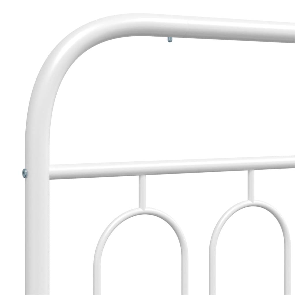 Metal Bed Frame with Headboard and Footboard White 135 X 190 Cm