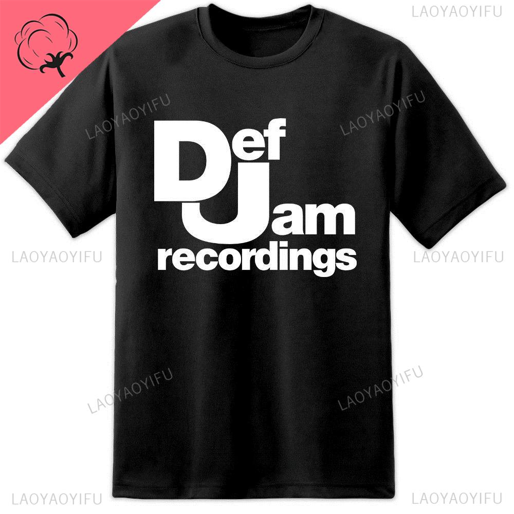 Ropa Unisex Estampada Vintage Logo de DEF JAM Recordings Rap Hip Hop Clásico Camiseta NAS Algodón de Alta Calidad Clásico Tops Unisex