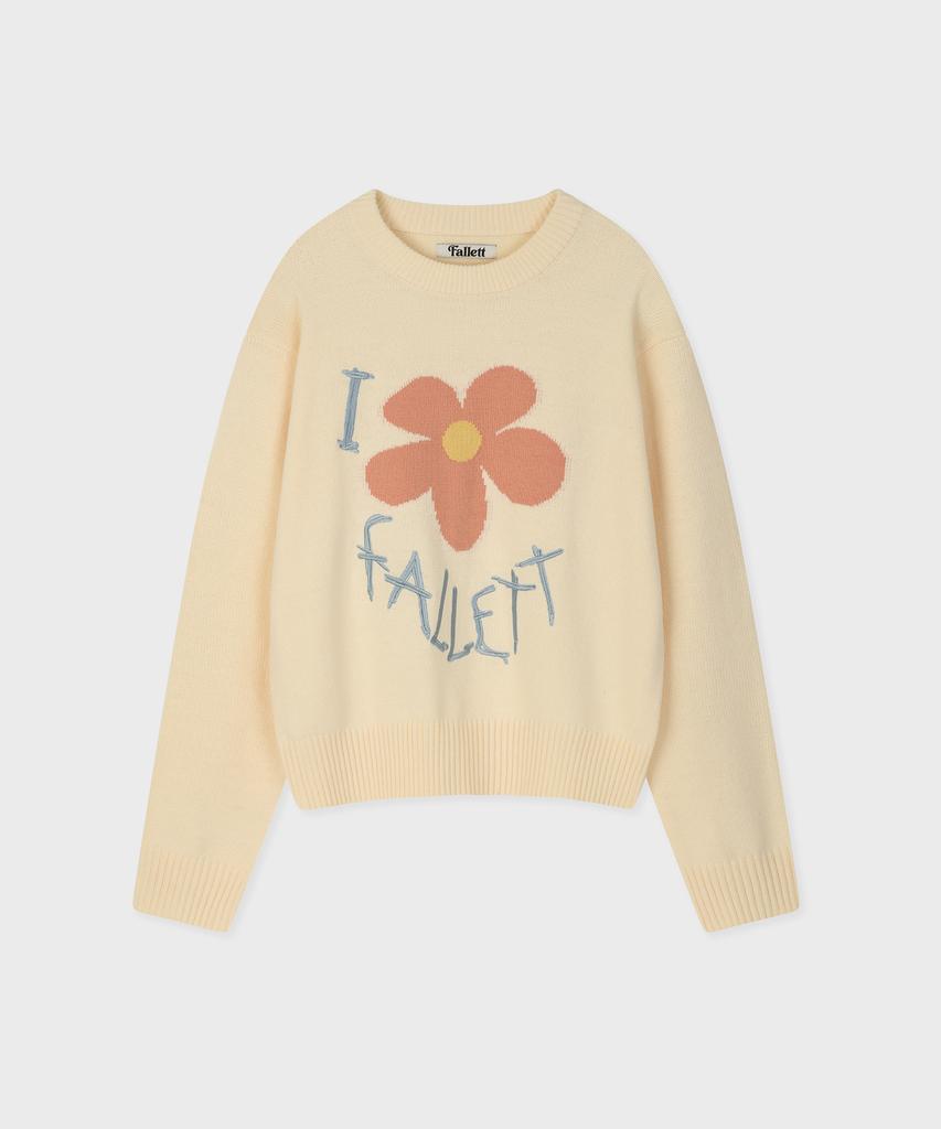 FALLETT Drawing Flower Knit Ivory