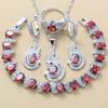 Gioielli Blu con Pendente con Gemma, Orecchini, Collana e Anello Set da Donna