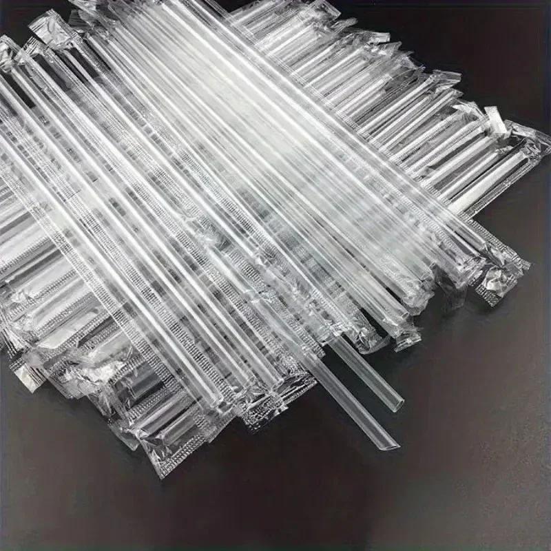 50-200PCS Disposable Transparent Straws Individually Packaged Straws Suitable for Home Party Drinks Milk Tea Milkshake Coffee