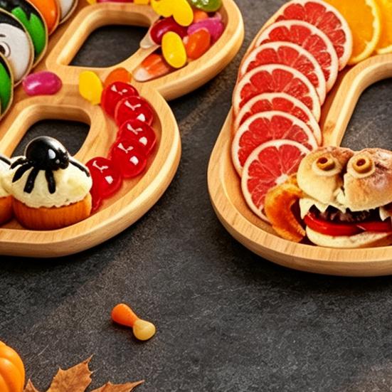 Festive Snack Container 3Pcs Halloween BOO Letters Fruit Tray, Large Fillable Candy Server, Snacks Seasonal Gift Ideas Cookies Platter, Spooky