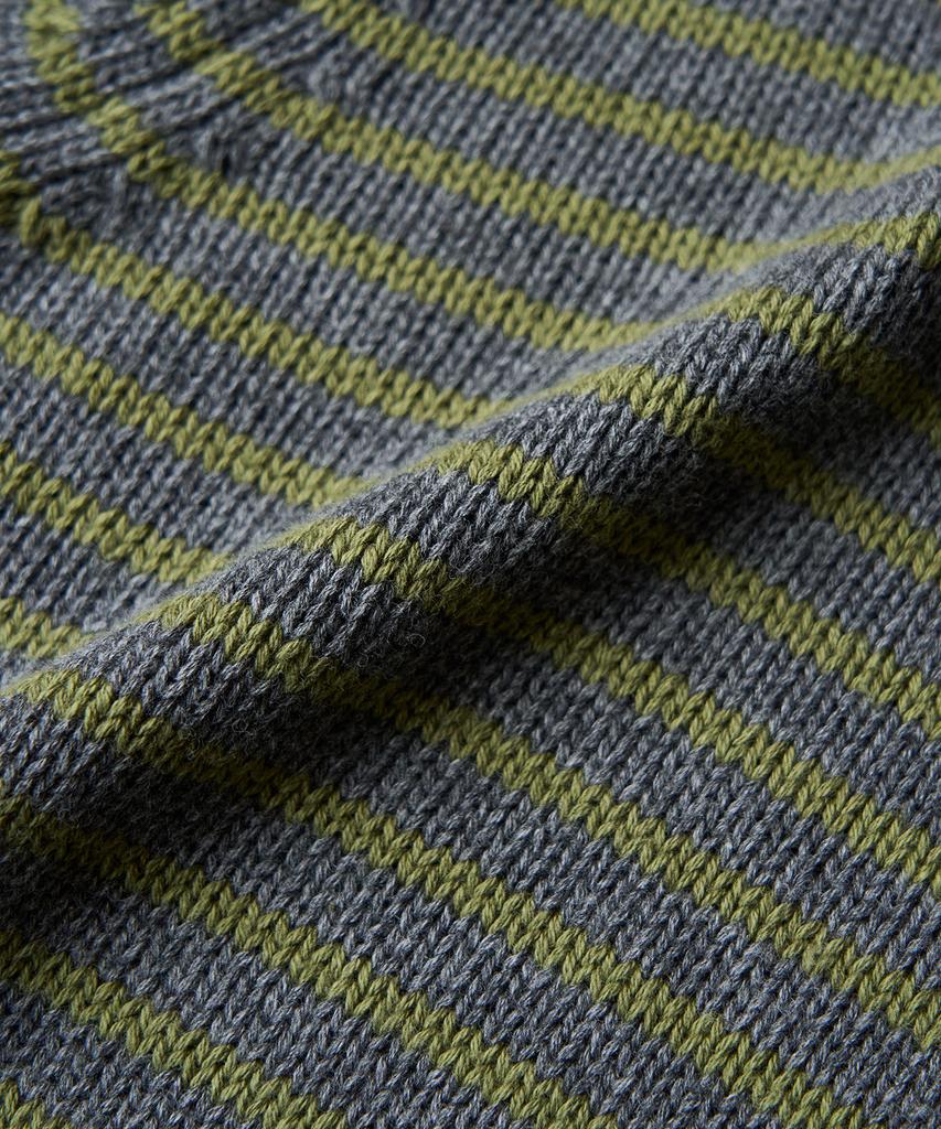 SLOWACID V-Neck Striped Pullover Knit [Khaki]