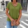 Women's Fashion Casual Summer Spring Solid Color Print Short Sleeve V-Neck Blouses & Shirts