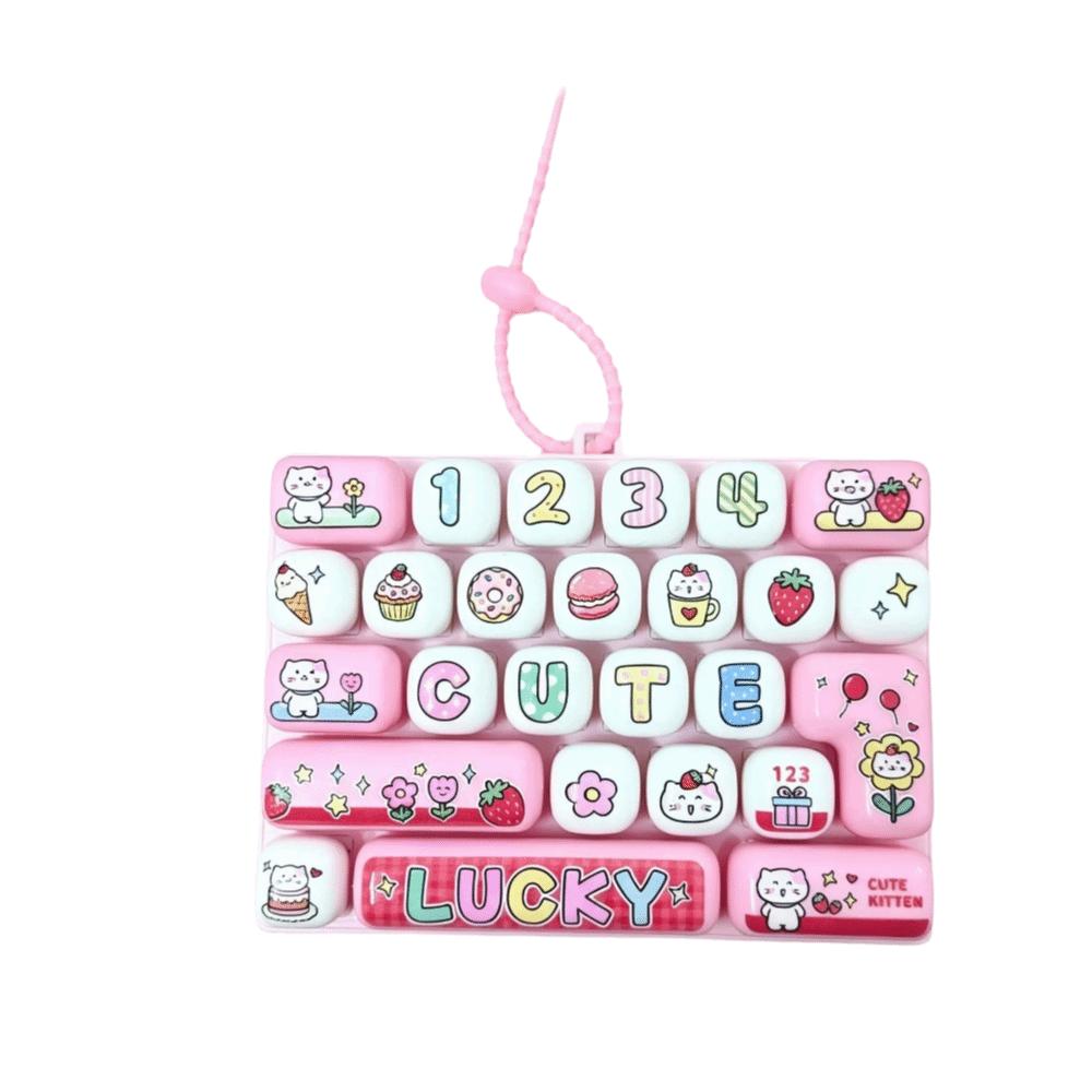 26 Key Decompression Button Toy Cute Design Keyboard Keychain Accessories Gift