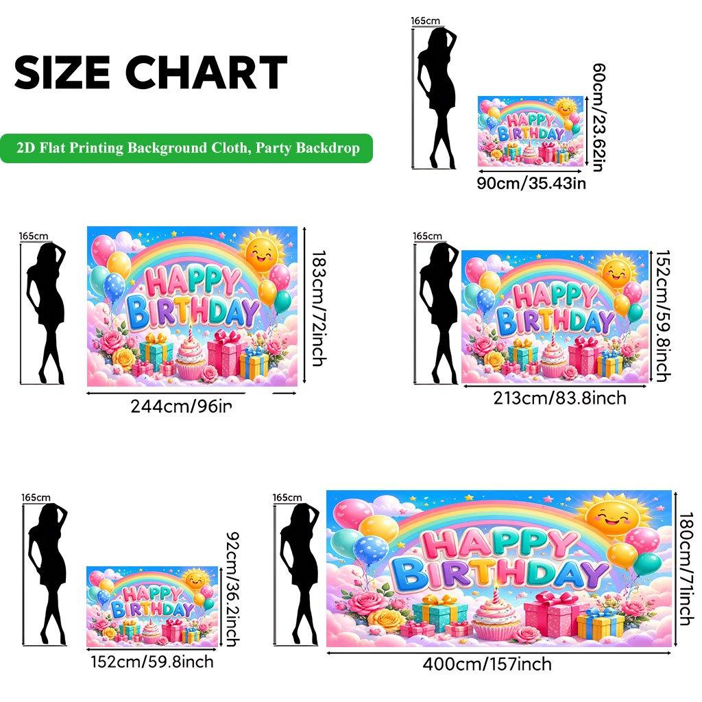 2D Flat Backdrop1pc Happy Birthday Backdrop Banner Polyester Wall Decor For Living Room Bedroom Office Outdoor Decor Party Holiday Gift