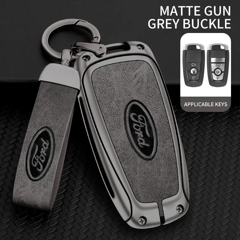 Car Sticker 2026 Ford Car Key Case Cover Leather Shell For Ford Fusion Edge Mustang Explorer Expedition Bronco Ecosport Ranger F