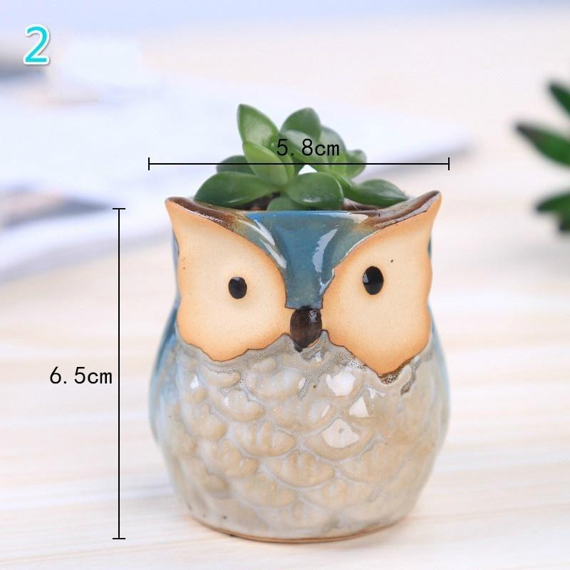 1Pc Personality Succulents Flower Pot Owl Animal Small Flower Pot Creative Cute Thumb Pot Ceramic Hole