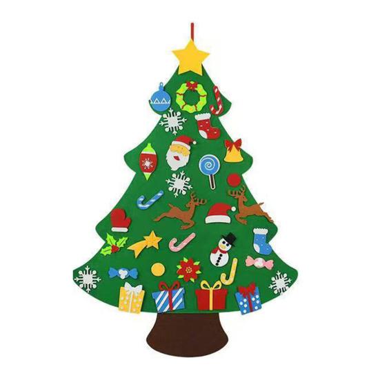 DIY Felt Christmas Tree with Detachable Ornaments Interactive Holiday Activity for Kids To Develop Motor Skills Wall Hanging Decor for Bedroom