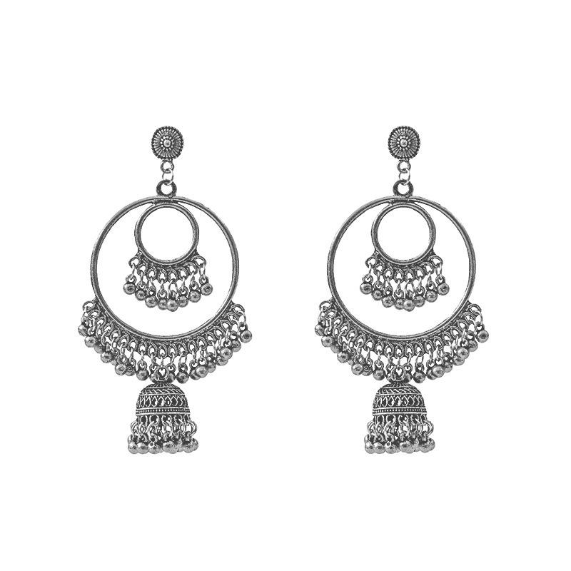 Turquoise Bohemian Owl & Palm Bronze Carved Dreamcatcher Earrings for Women