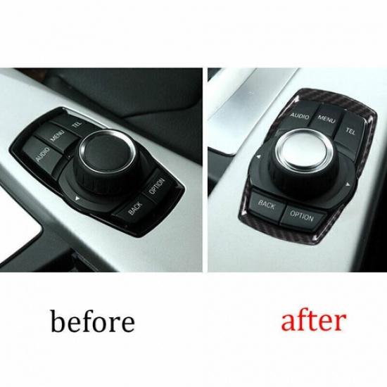For BMW X1 X2 F48 2016- Carbon Fiber Center Console Multimedia Frame Trim