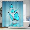 Luxuriöses Blaues Schmetterlings-Duschvorhang-Set Wasserdichtes Stoffdekor für Badezimmer Hochwertiger 3D-Druck Perfekte Geschenkidee