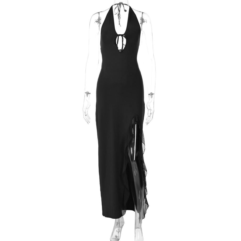 Sexy V Neck Backless Dress For Women With Ruffle Trim And High Waist For Spring