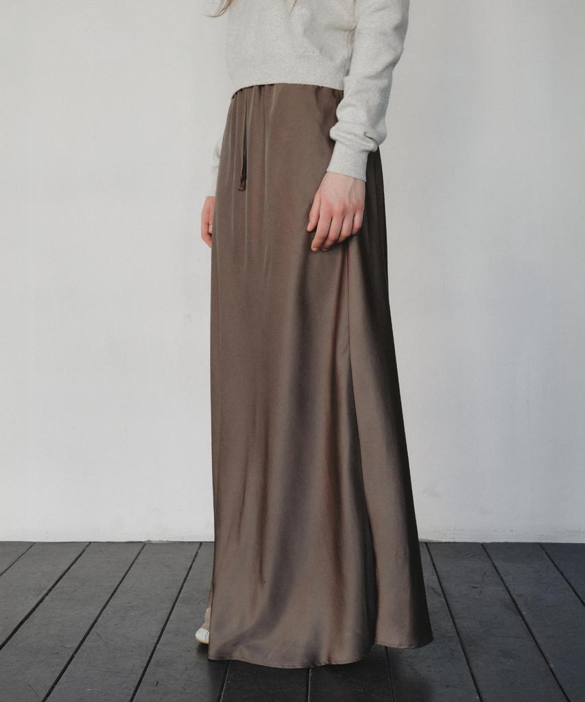 Cita Relaxed Satin Maxi Skirt_Cts624(Brown)
