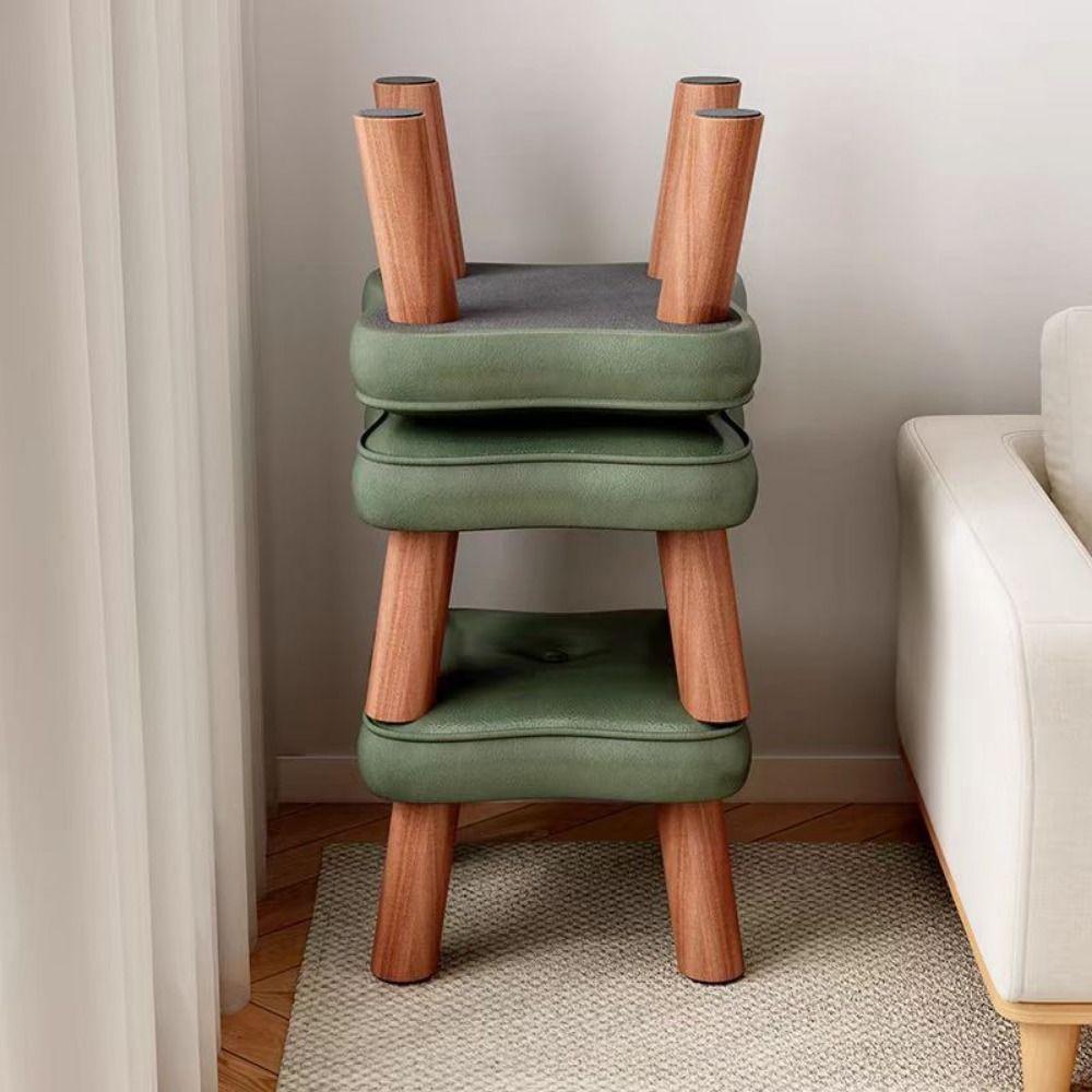 Soft Solid Wood Small Foot Stool Non-Skid Multifunctional Small Footrest Household