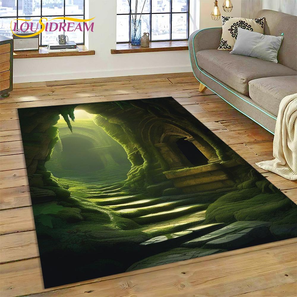 3D Ковер-иллюзия Ворота Храма Бога для Гостиной, Спальни, Дома, Декор Дивана, Ковер для Игровой Зоны Детей, Нескользящий Коврик