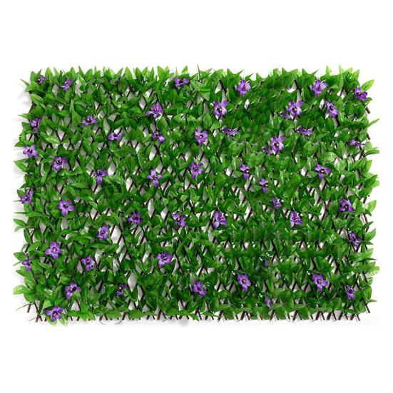 Expanding Garden Flower Trellis Panels Artificial Plants Realistic Looking Bright Color UV-Resistant Fence Screening Fake Plants