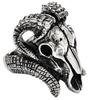 Silver Ring with Big and Baphomet Design R0745-17 [Brand] Men's Skull, Bone, Goat, Horn, (Size 17)