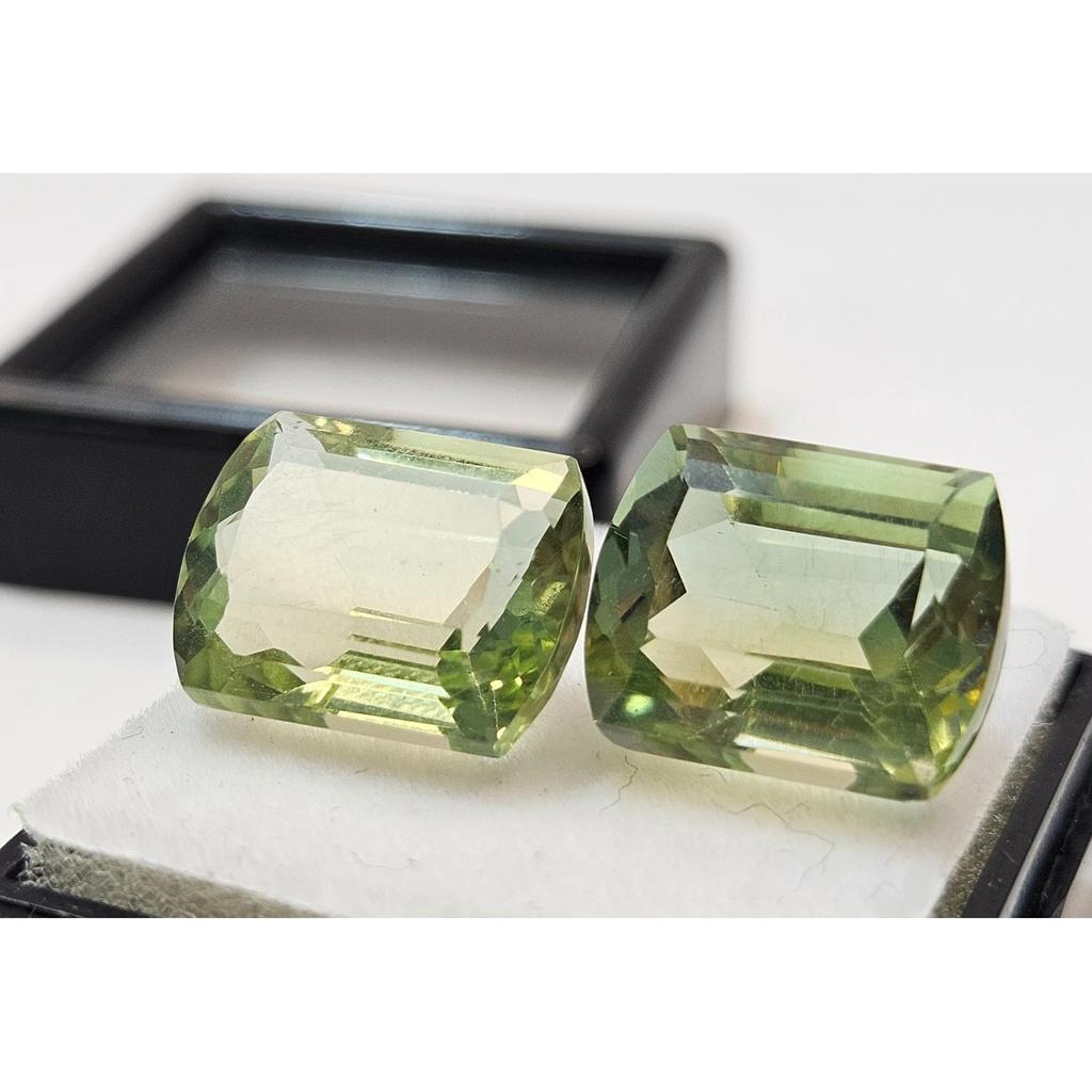 Natural Bi-Color Tourmaline Cushion For Earrings 14+ Ct Pair Fabulous Gemstone