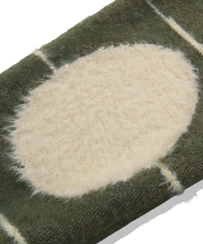 TRILLION Washable Wool Hairy Stripe Hooded Zip-Up Knit_Khaki