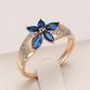 New Blue Natural Zircon Ring For Women Rose Gold Flower Rings Vintage Ethnic Bride Wedding Jewelry Party Accessories