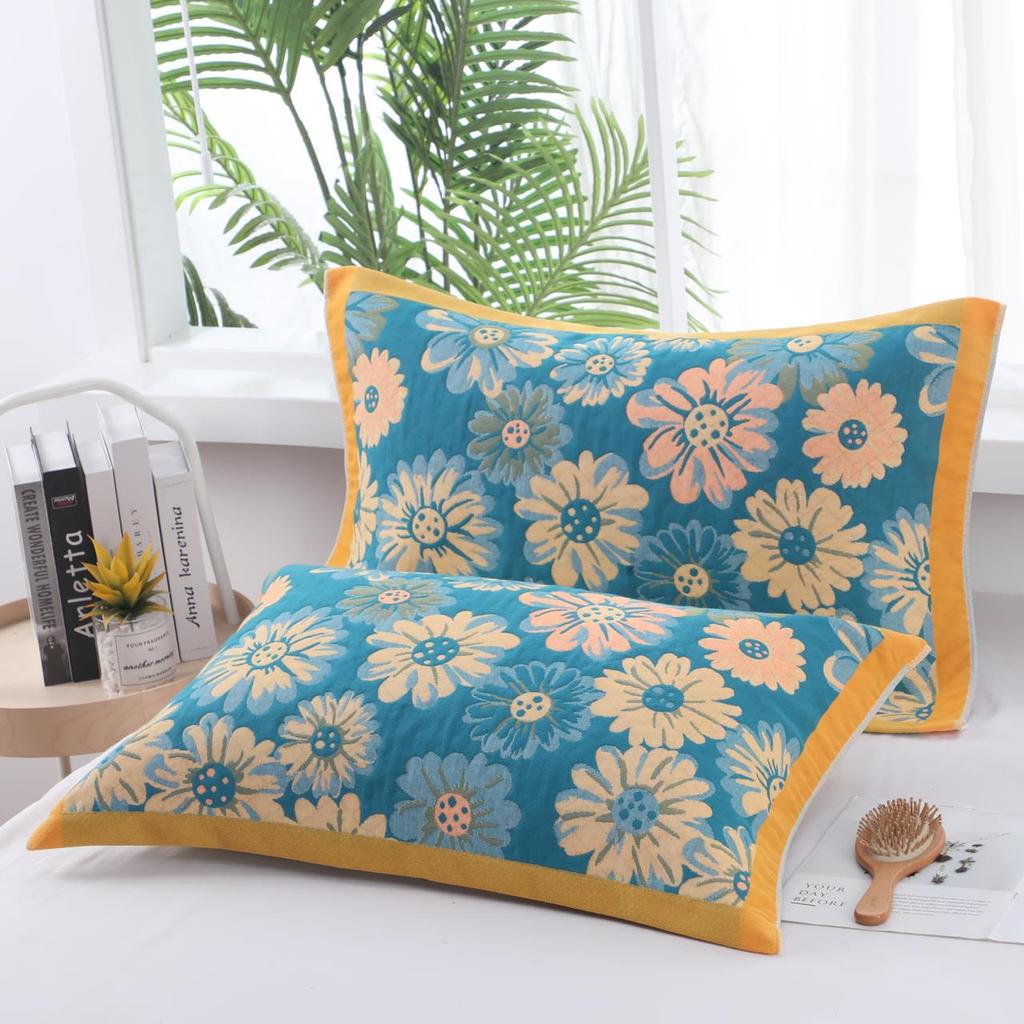 Extra Large and Thick Plaid Cotton Pillow Towel Set - Stain-Resistant Home Gauze for Couples, Students