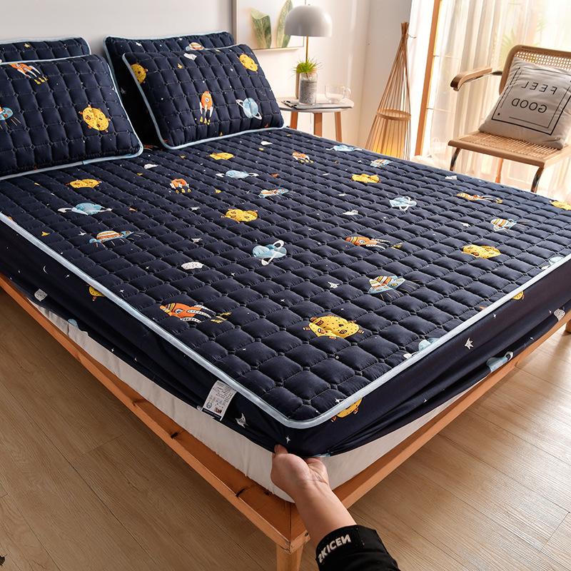 Nou sosire Husă de saltea matlasată, anti-acarieni, șlefuit moale, cu două paturi queen-size, husă de pat matlasată all-inclusive, care nu este inclusă față de pernă