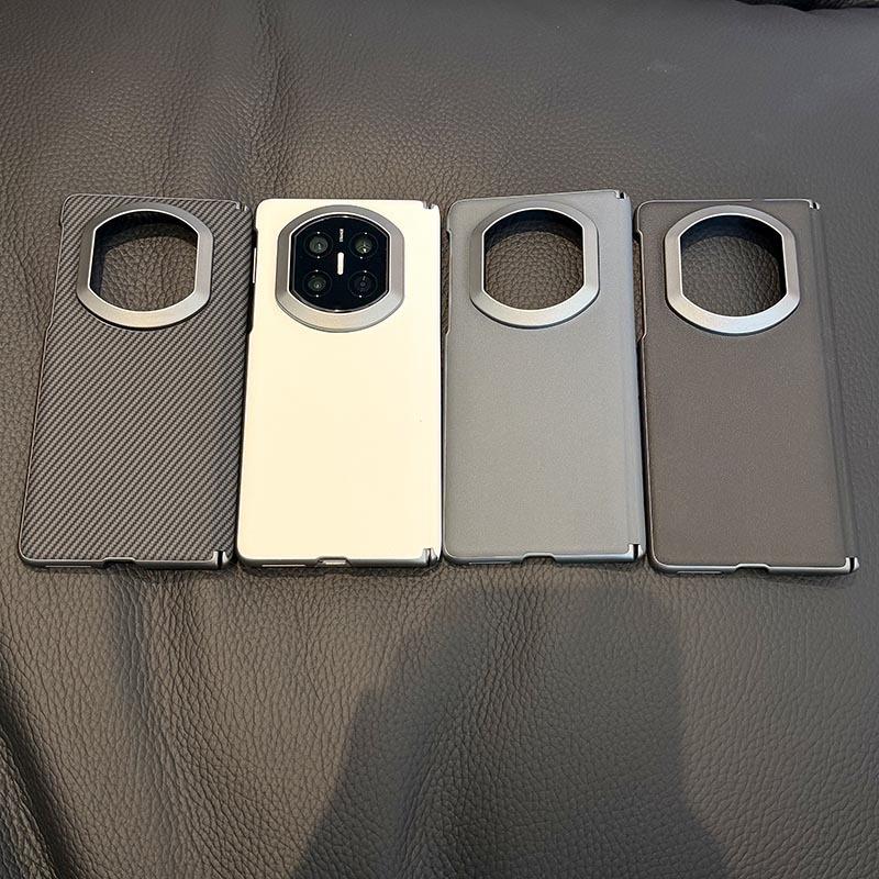 Applicable To Huawei Matex1 Folding Mobile Phone Case, Carbon Fiber Pattern, Central Axis  X1 Collection, Light Plain Leather Anti-drop Case