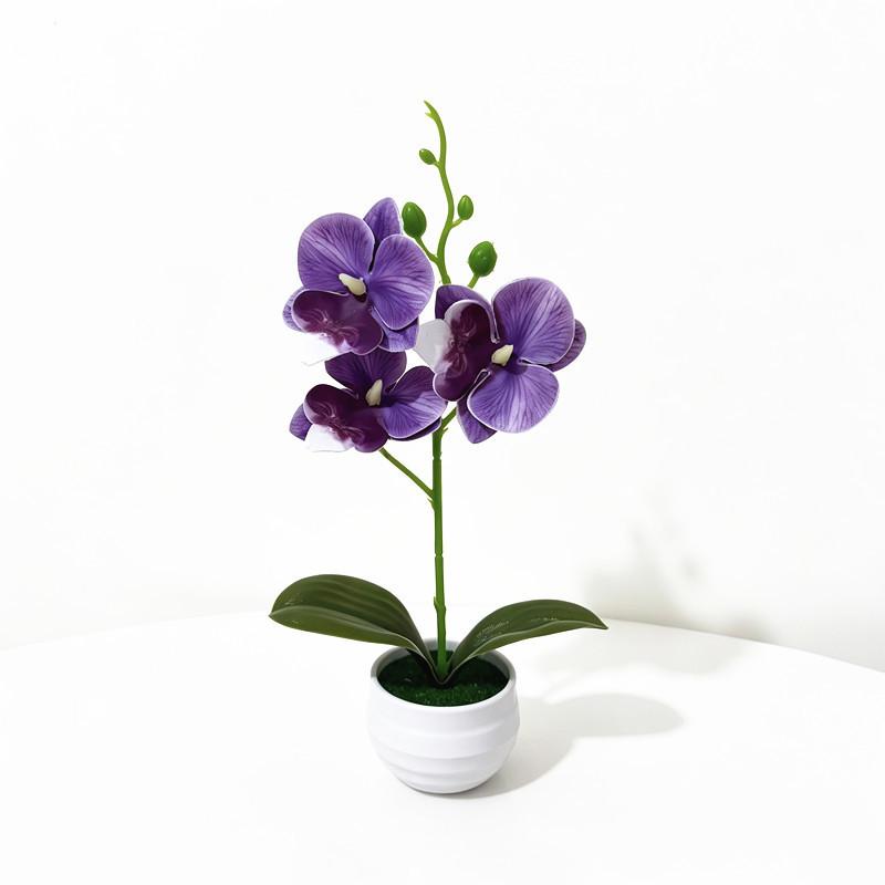 Orhidee Fluture Plantă Artificială Decor Casă Cu Frunze din Plastic Pentru Sufragerie și Birou
