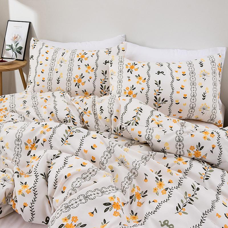3PC Fashionable Floral Bedding Comfortable Flat Sheet Duvet Cover No Filling Twin/Full/Queen/King Nordic Boy Girl Bed Linen
