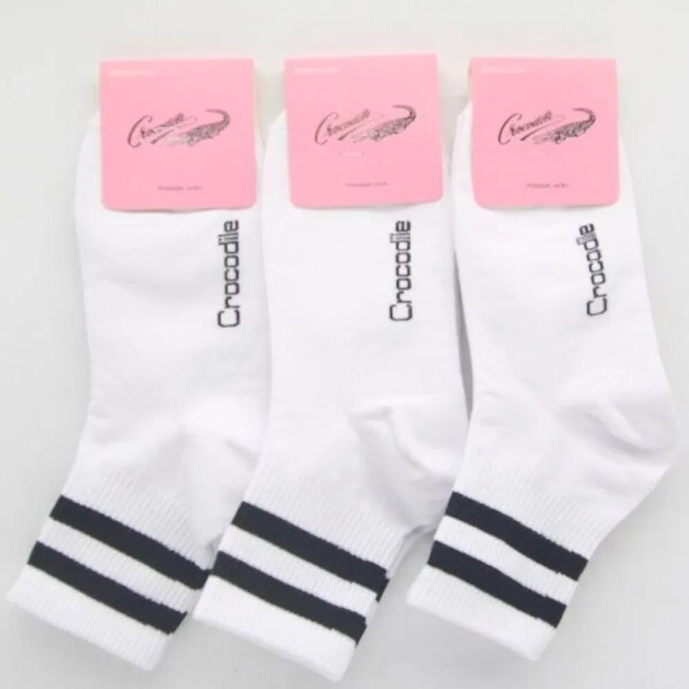Women's Mid-Calf Socks White Crocodile 3-Pair Set