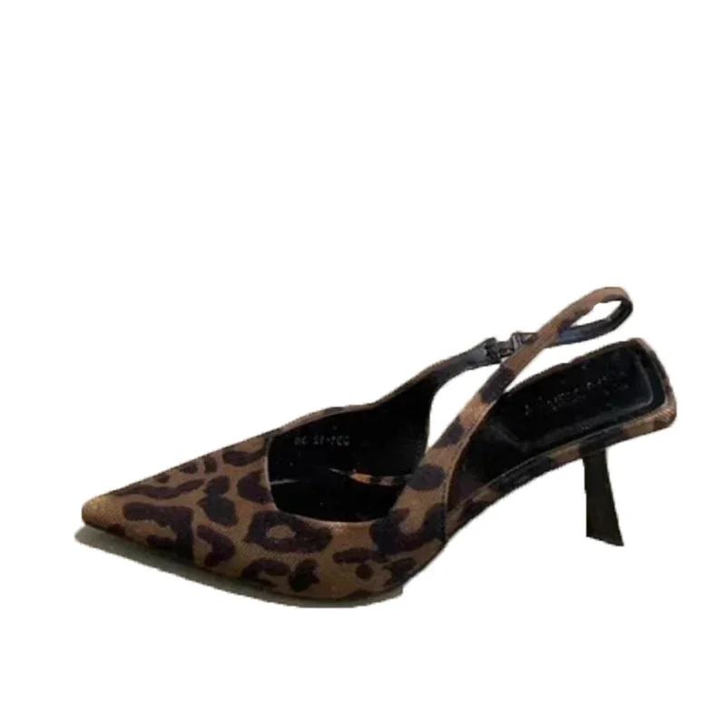 Módní leopardí boty na vysokém podpatku Dámské sandály Špičaté společenské boty Designové nové pantofle Letní sexy lodičky Zapatos Mujer