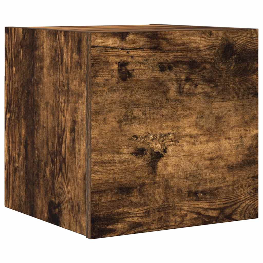 Wall Mounted TV Cabinet Smoked Oak Finish 30.5 X 30 X 30 Cm