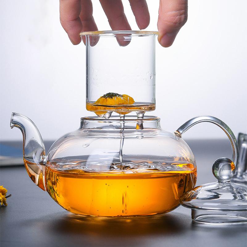 Tekanne med infuser Varmebestandig høy borosilikatglass Vannkoker Kjøkken Spisestue Bar Hjem Vannkoker Glass Drikkevarer Samovar