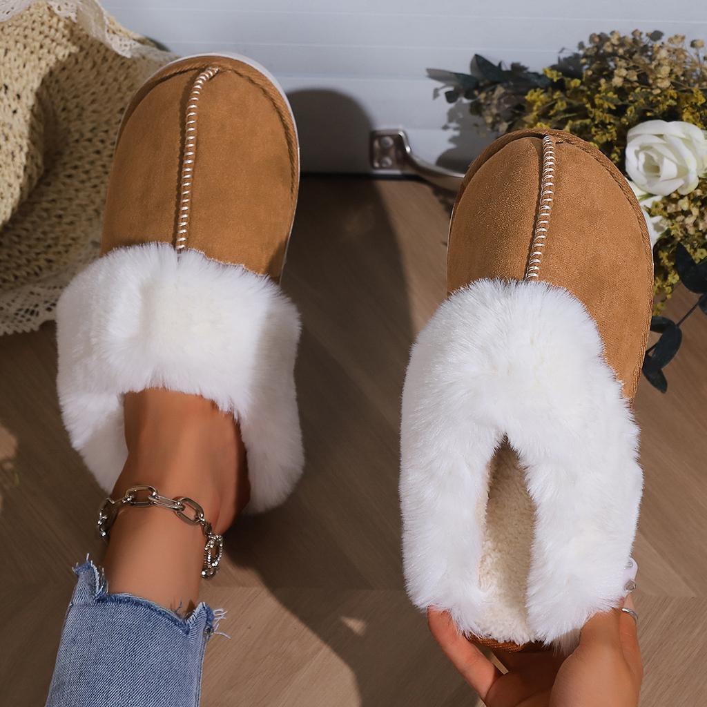 2024 Winter Warm Fur Indoor Home Slippers Women Fluffy Comfort Soft Bedroom Slippers for Couples Flat Non Slip House Shoes Woman