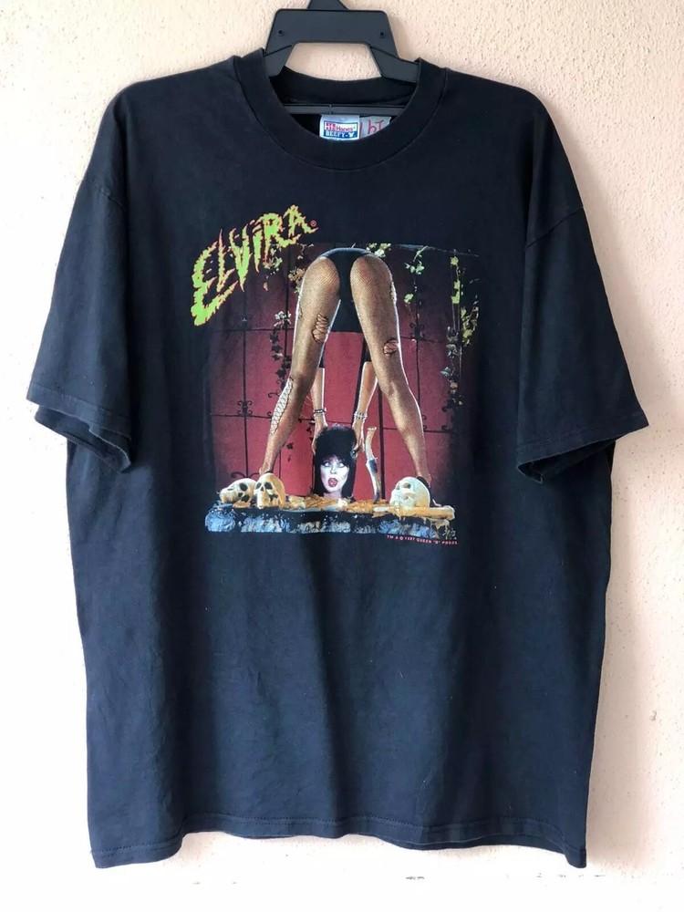 90-ųjų Elvira, Tamsos Valdovė, Filmo Juodi Unisex Marškinėliai, Pakartotinis Spaudas KH7474 Unisex Marškinėliai