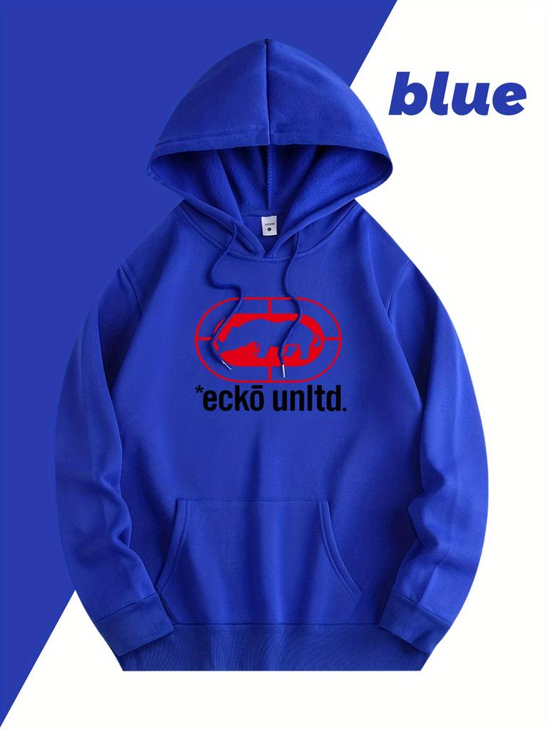 Sudadera con capucha para hombre forrada de forro polar Capucha con cordón ajustable Bolsillo tipo canguro Temporada Casual Streetwear Sudadera Deportiva Ropa para exteriores